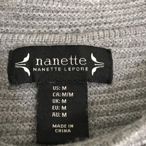 Nanette Lepore Ribbed Crop Sweater | Grey Crewneck Sweater - Picture 6 of 9